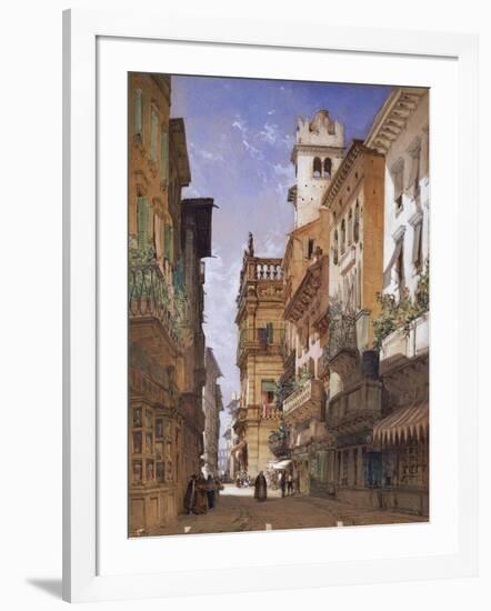 Verona: Corso Sant Anastasia and the Palazzo Maffei, 1855-William Callow-Framed Giclee Print