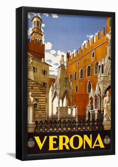 Verona Italy Tourism Travel Vintage Ad Poster Print-null-Framed Poster