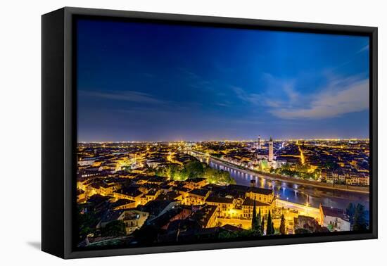 Verona Panoramic View at Dusk-Carlo Amodeo-Framed Stretched Canvas