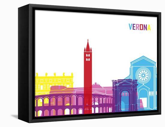Verona Skyline Pop-paulrommer-Framed Stretched Canvas