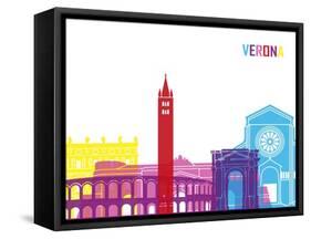 Verona Skyline Pop-paulrommer-Framed Stretched Canvas