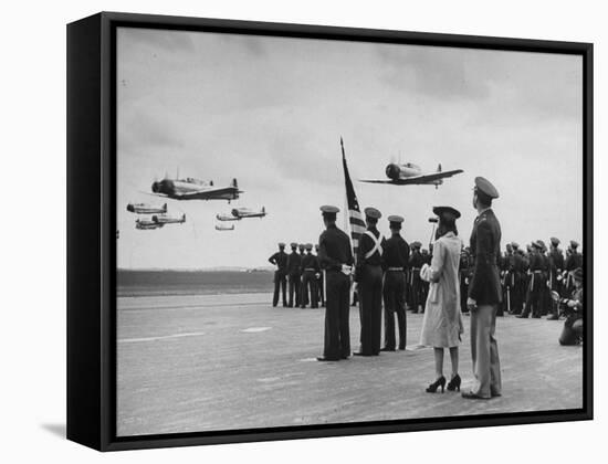 Veronica Lake Watching Planes Flying By-Peter Stackpole-Framed Stretched Canvas