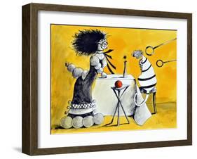 Veronica on the Porch Yellow-Vaan Manoukian-Framed Art Print