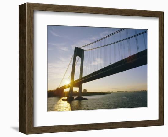 Verrazano Narrows Bridge, Approach to the City, New York, New York State, USA-Ken Gillham-Framed Photographic Print