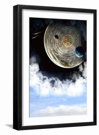 Vertical Background With Maya Calendar And Cloud-frenta-Framed Art Print