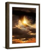 Vertical Background With Maya Calendar And Sunset-frenta-Framed Art Print