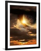 Vertical Background With Maya Calendar And Sunset-frenta-Framed Art Print