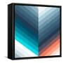 Vertical Chevrons Pattern - Teal, Orange, Blue Gradient-Dominique Vari-Framed Stretched Canvas