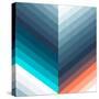 Vertical Chevrons Pattern - Teal, Orange, Blue Gradient-Dominique Vari-Stretched Canvas