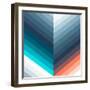 Vertical Chevrons Pattern - Teal, Orange, Blue Gradient-Dominique Vari-Framed Art Print