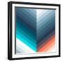 Vertical Chevrons Pattern - Teal, Orange, Blue Gradient-Dominique Vari-Framed Art Print