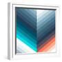 Vertical Chevrons Pattern - Teal, Orange, Blue Gradient-Dominique Vari-Framed Art Print