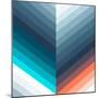 Vertical Chevrons Pattern - Teal, Orange, Blue Gradient-Dominique Vari-Mounted Art Print