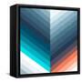 Vertical Chevrons Pattern - Teal, Orange, Blue Gradient-Dominique Vari-Framed Stretched Canvas