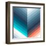 Vertical Chevrons Pattern - Teal, Orange, Blue Gradient-Dominique Vari-Framed Art Print