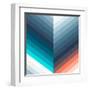 Vertical Chevrons Pattern - Teal, Orange, Blue Gradient-Dominique Vari-Framed Art Print