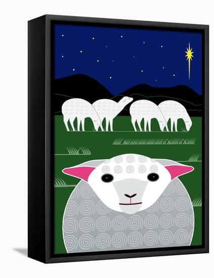 Vertical Christmas Sheep-Marie Sansone-Framed Stretched Canvas