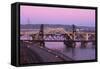 Vertical Lift Bridge and Robert Street at Dusk-jrferrermn-Framed Stretched Canvas