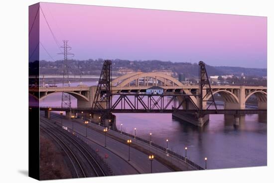 Vertical Lift Bridge and Robert Street at Dusk-jrferrermn-Stretched Canvas