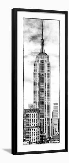 Vertical Panoramic, Black and White Photography, Empire State Building, Manhattan, New York -Us-Philippe Hugonnard-Framed Art Print