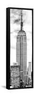 Vertical Panoramic, Black and White Photography, Empire State Building, Manhattan, New York -Us-Philippe Hugonnard-Framed Stretched Canvas