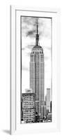 Vertical Panoramic, Black and White Photography, Empire State Building, Manhattan, New York -Us-Philippe Hugonnard-Framed Art Print