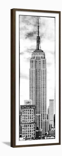 Vertical Panoramic, Black and White Photography, Empire State Building, Manhattan, New York -Us-Philippe Hugonnard-Framed Art Print