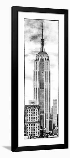 Vertical Panoramic, Black and White Photography, Empire State Building, Manhattan, New York -Us-Philippe Hugonnard-Framed Art Print