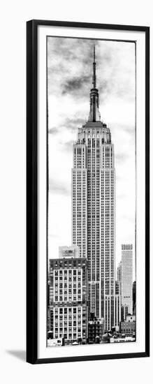 Vertical Panoramic, Black and White Photography, Empire State Building, Manhattan, New York -Us-Philippe Hugonnard-Framed Art Print