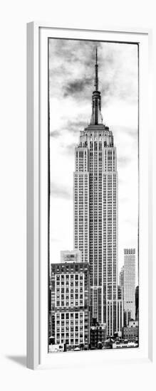 Vertical Panoramic, Black and White Photography, Empire State Building, Manhattan, New York -Us-Philippe Hugonnard-Framed Art Print