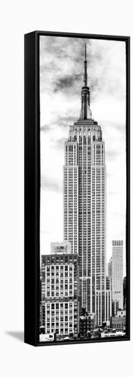 Vertical Panoramic, Black and White Photography, Empire State Building, Manhattan, New York -Us-Philippe Hugonnard-Framed Stretched Canvas