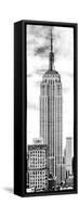 Vertical Panoramic, Black and White Photography, Empire State Building, Manhattan, New York -Us-Philippe Hugonnard-Framed Stretched Canvas