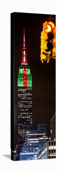 Vertical Panoramic - Door Posters - NYC Urban Street Scene - The Empire State Building at Night-Philippe Hugonnard-Stretched Canvas