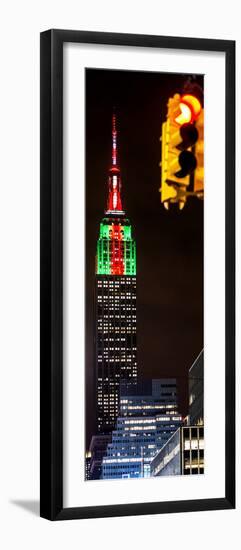 Vertical Panoramic - Door Posters - NYC Urban Street Scene - The Empire State Building at Night-Philippe Hugonnard-Framed Photographic Print