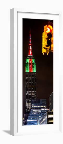 Vertical Panoramic - Door Posters - NYC Urban Street Scene - The Empire State Building at Night-Philippe Hugonnard-Framed Photographic Print