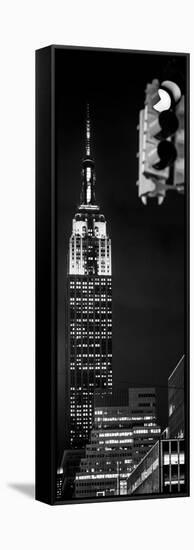 Vertical Panoramic - Door Posters - NYC Urban Street Scene - The Empire State Building at Night-Philippe Hugonnard-Framed Stretched Canvas