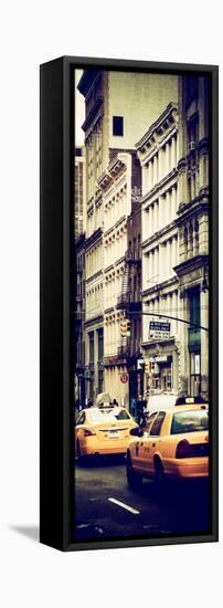 Vertical Panoramic - Door Posters - NYC Yellow Taxis / Cabs on Broadway Avenue in Manhattan-Philippe Hugonnard-Framed Stretched Canvas