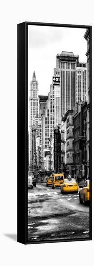 Vertical Panoramic - Door Posters - NYC Yellow Taxis / Cabs on Broadway Avenue in Manhattan-Philippe Hugonnard-Framed Stretched Canvas