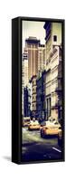Vertical Panoramic - Door Posters - NYC Yellow Taxis / Cabs on Broadway Avenue in Manhattan-Philippe Hugonnard-Framed Stretched Canvas