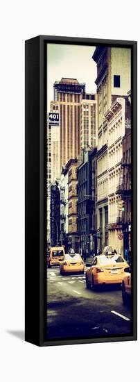 Vertical Panoramic - Door Posters - NYC Yellow Taxis / Cabs on Broadway Avenue in Manhattan-Philippe Hugonnard-Framed Stretched Canvas