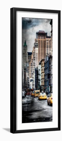 Vertical Panoramic - Door Posters - NYC Yellow Taxis / Cabs on Broadway Avenue in Manhattan-Philippe Hugonnard-Framed Photographic Print