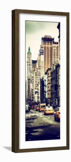 Vertical Panoramic - Door Posters - NYC Yellow Taxis / Cabs on Broadway Avenue in Manhattan-Philippe Hugonnard-Framed Photographic Print