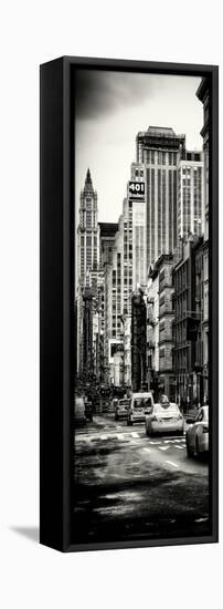 Vertical Panoramic - Door Posters - NYC Yellow Taxis / Cabs on Broadway Avenue in Manhattan-Philippe Hugonnard-Framed Stretched Canvas