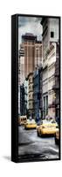 Vertical Panoramic - Door Posters - NYC Yellow Taxis / Cabs on Broadway Avenue in Manhattan-Philippe Hugonnard-Framed Stretched Canvas