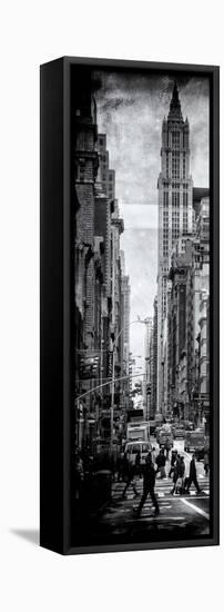 Vertical Panoramic - Door Posters - Urban Street Scene in Broadway at Sunset - Manhattan-Philippe Hugonnard-Framed Stretched Canvas