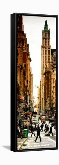 Vertical Panoramic - Door Posters - Urban Street Scene in Broadway at Sunset - Manhattan-Philippe Hugonnard-Framed Stretched Canvas