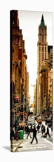 Vertical Panoramic - Door Posters - Urban Street Scene in Broadway at Sunset - Manhattan-Philippe Hugonnard-Stretched Canvas