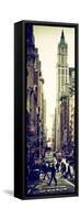 Vertical Panoramic - Door Posters - Urban Street Scene in Broadway at Sunset - Manhattan-Philippe Hugonnard-Framed Stretched Canvas