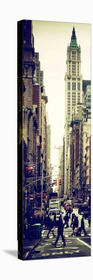 Vertical Panoramic - Door Posters - Urban Street Scene in Broadway at Sunset - Manhattan-Philippe Hugonnard-Stretched Canvas