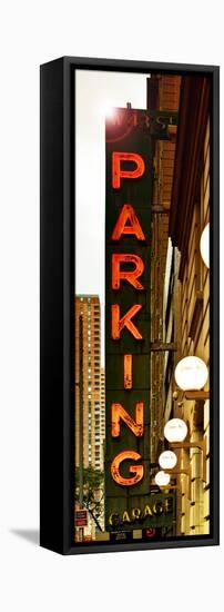 Vertical Panoramic, Garage Parking Sign, W 43St, Times Square, Manhattan, New York, US, Vintage-Philippe Hugonnard-Framed Stretched Canvas